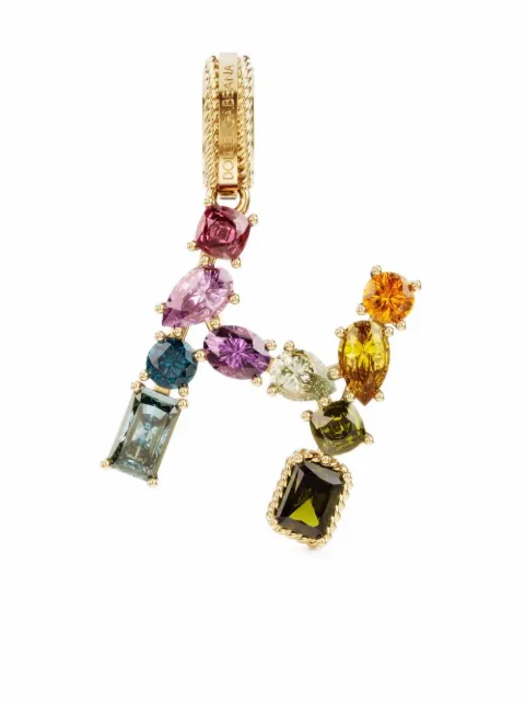 Dolce & Gabbana Rainbow Alphabet H 18K yellow gold multi-stone pendant Gold WANR2GWMIXH