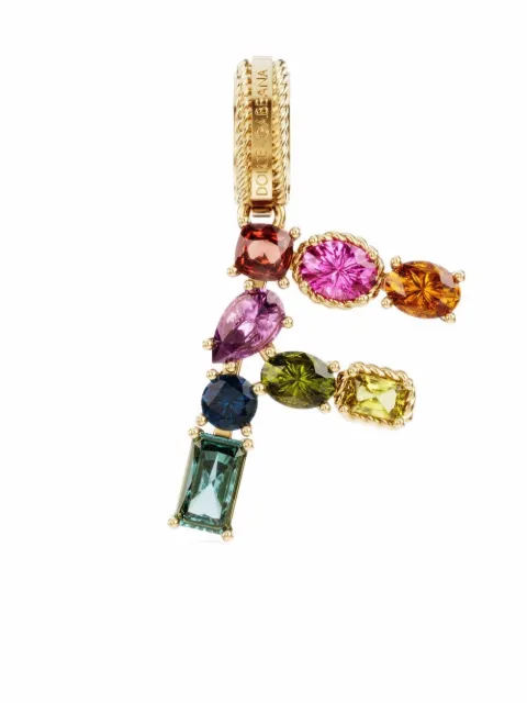 Dolce & Gabbana Rainbow Alphabet F 18K yellow gold multi-stone pendant Gold WANR2GWMIXF