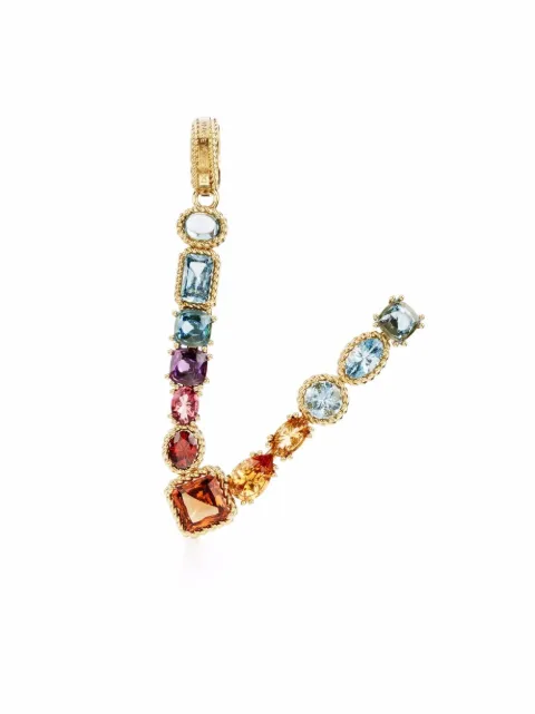 Dolce & Gabbana 18K yellow gold V letter gemstone pendant Gold WANR1GWMIXV