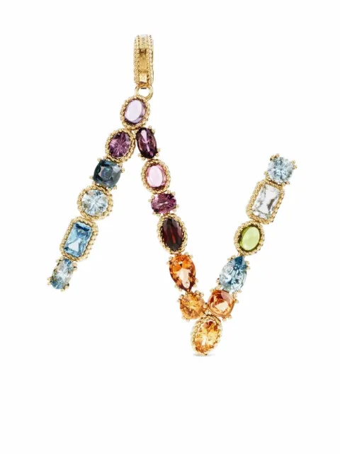 Dolce & Gabbana Rainbow Alphabet N 18K yellow gold multi-stone pendant Gold WANR1GWMIXN