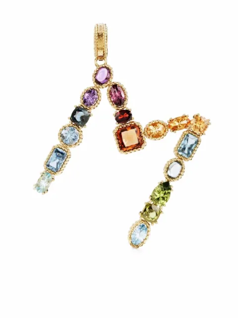 Dolce & Gabbana 18K yellow gold multi-stone M letter pendant Gold WANR1GWMIXM