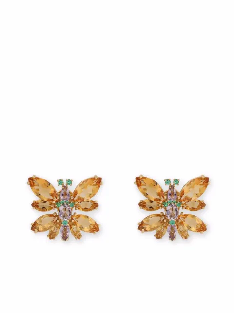 Dolce & Gabbana 18K yellow gold Butterfly citrine, amethyst and emerald earrings Gold WEJI3GWQC03