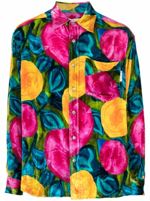 Marni floral-print velvet shirt Pink CUMU0219A0UTV882