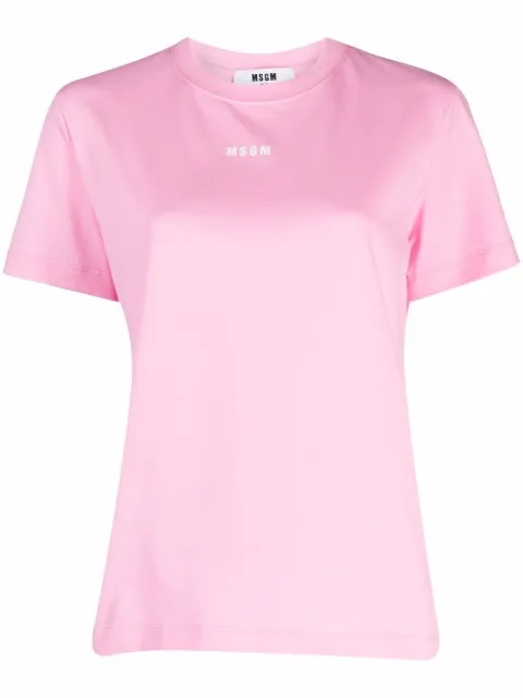 MSGM logo-print short-sleeved T-shirt Pink 2000MDM500200002