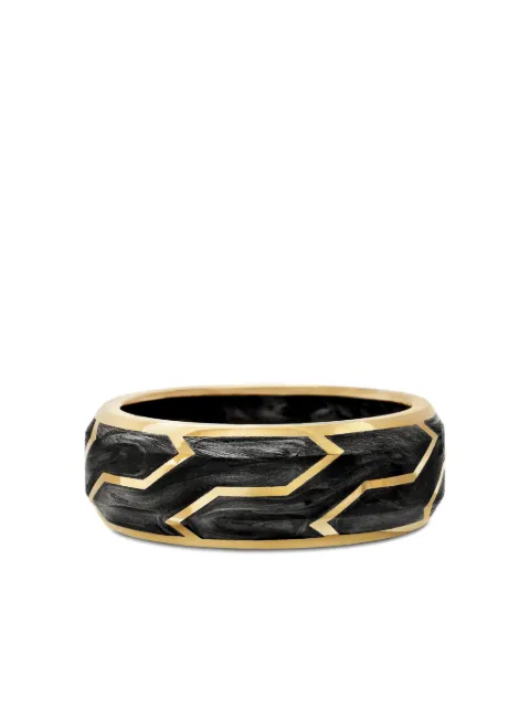 David Yurman 18kt yellow gold Forged Carbon band ring (8.5mm) Gold R25021M88BFG