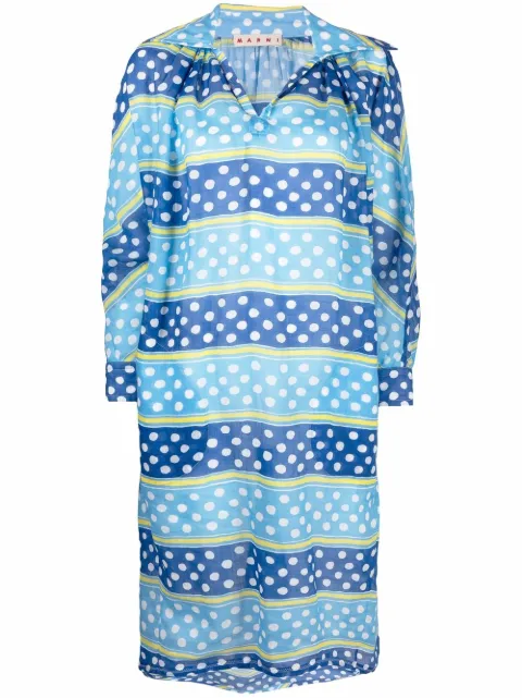Marni striped polka dot dress Blue ABMA0807A0UTR023