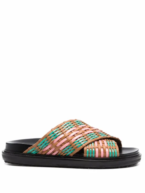 Marni criss-cross flat sandals Brown FBMS013601P4692