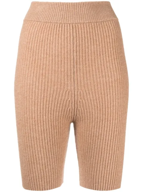 Cashmere In Love Mira ribbed merino-cashmere shorts Brown MIRA