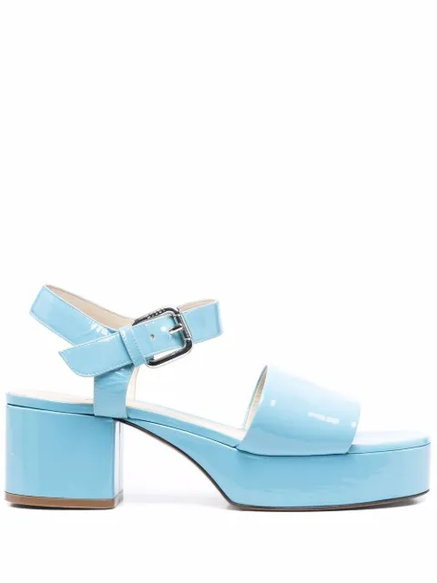 Marni patent leather block-heel sandals Blue SAMS014605P4347