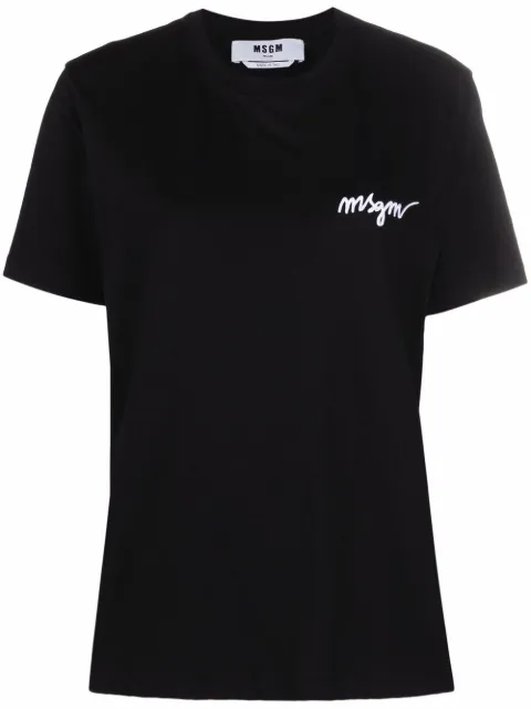 MSGM chest-logo crewneck T-shirt Black 2000MDM540200002