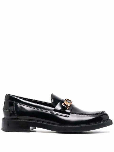 Tod's logo-plaque leather loafers Black XXW59C0EW00SHAB999