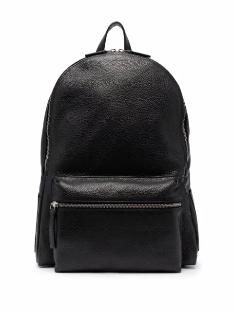 Orciani logo zipped backpack Black P00711MICROLEATHER
