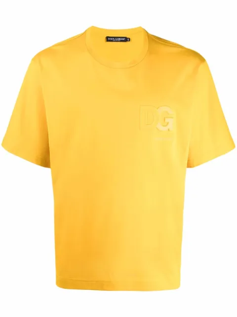 Dolce & Gabbana logo-embossed cotton T-shirt Yellow G8NB3ZFU7EQ