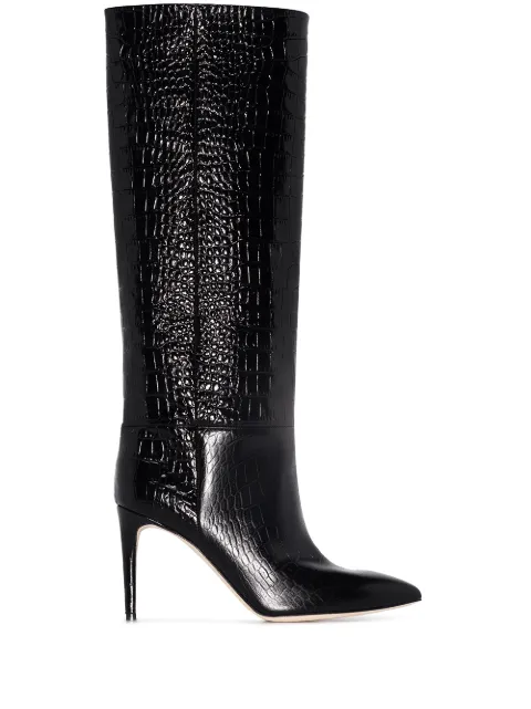 Paris Texas croc-effect patent leather boots Black PX548XCOCO