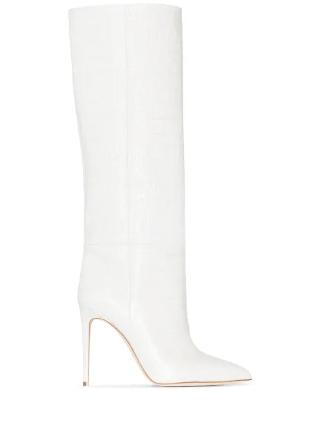 Paris Texas 105mm crocodile-effect knee-high boots Neutrals PX133XCOCO