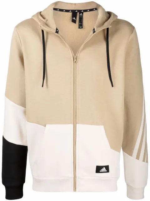 adidas three-stripe panelled zip hoodie Neutrals H39774