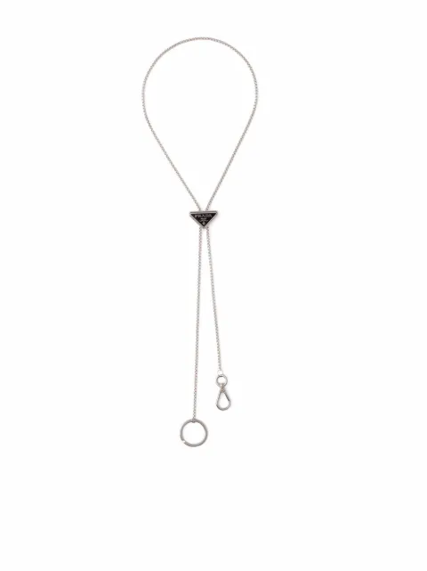 Prada triangle-logo keychain necklace Silver 1PS05266A
