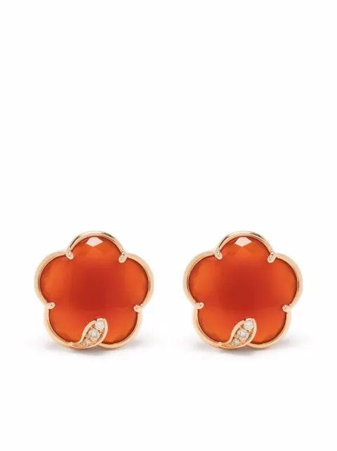 Pasquale Bruni 18kt rose gold Petit Joli carnelian and diamond stud earrings Pink 16242R