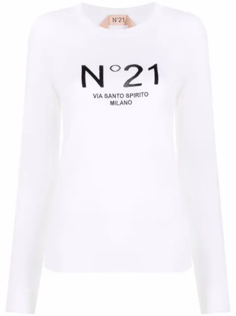 Nº21 virgin wool logo jumper Neutrals 21IN2M0A0329000