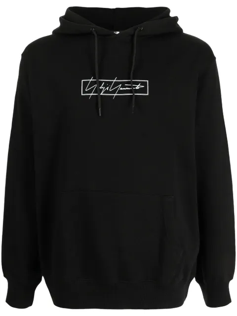 Yohji Yamamoto logo-print hoodie Black HXT84984