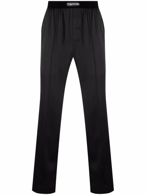 TOM FORD logo-waistband silk pajama trousers Black T4H201010002