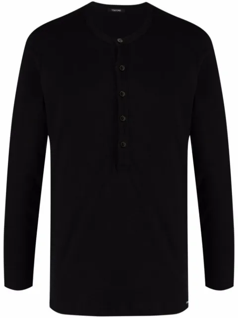 TOM FORD Henley-neck T-shirt Black T4M151040