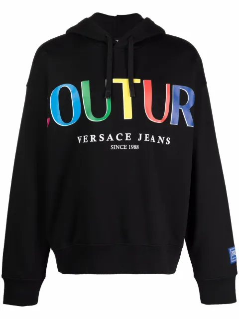 Versace Jeans Couture logo-print cotton hoodie Black E71GAIP04ECF00P