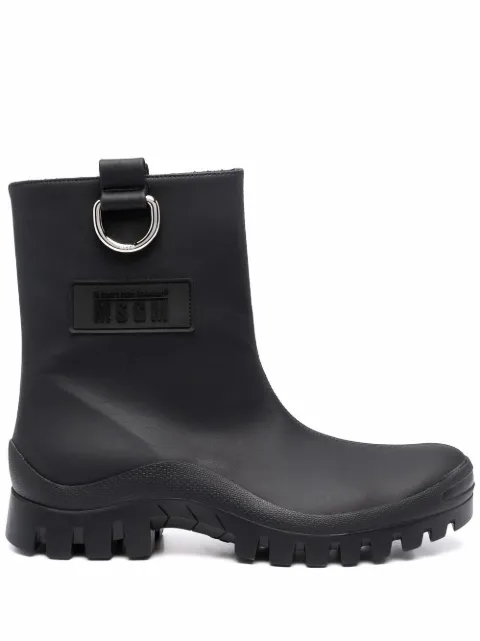 MSGM round-toe ankle leather boots Black 3141MDS301359