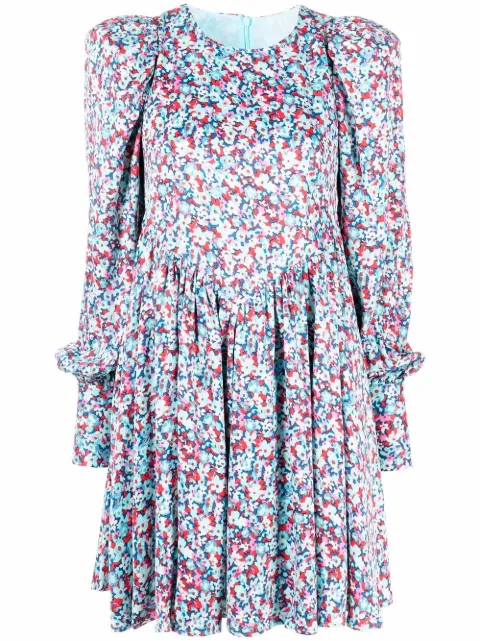 ROTATE BIRGER CHRISTENSEN floral-print long-sleeve midi dress Blue RT365