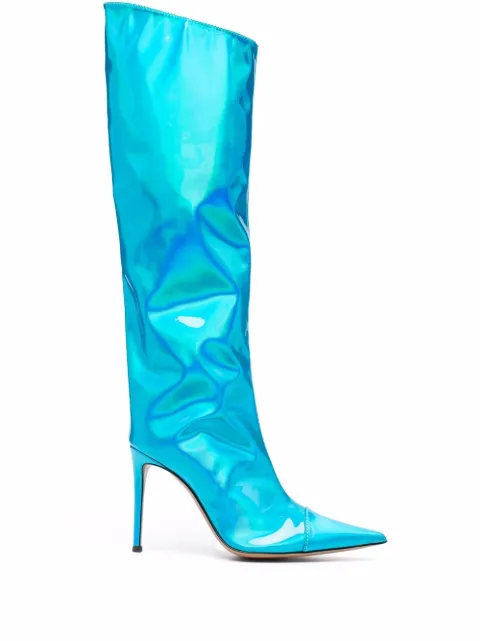Alexandre Vauthier metallic pointed-toe boots Blue AVI1800014
