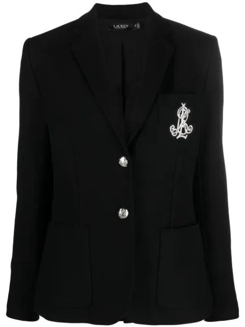 Lauren Ralph Lauren embroidered-logo single-breasted blazer Black 200797305