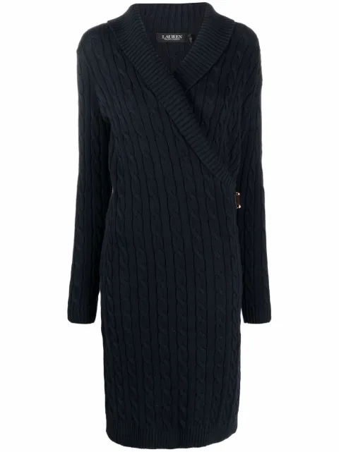 Lauren Ralph Lauren gassed cable-knit wrap dress Blue 200808259