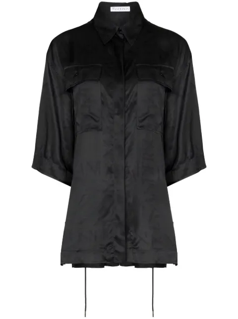 JW Anderson logo-print drawstring shirt Black SH0167PG0782999