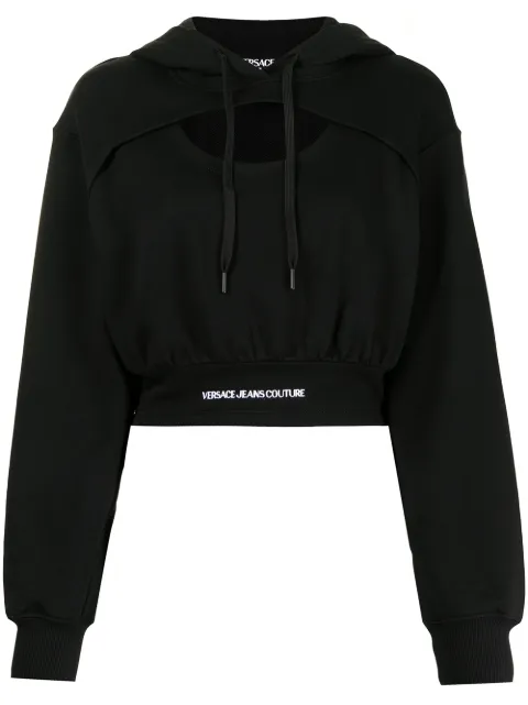Versace Jeans Couture logo-waistband cut-out hoodie Black E71HAI3A7EF0007