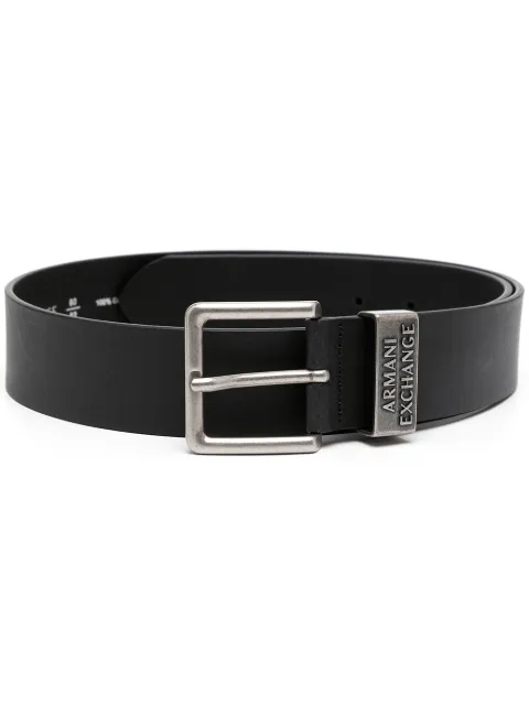 Armani Exchange logo-embossed leather belt Black 951186CC528