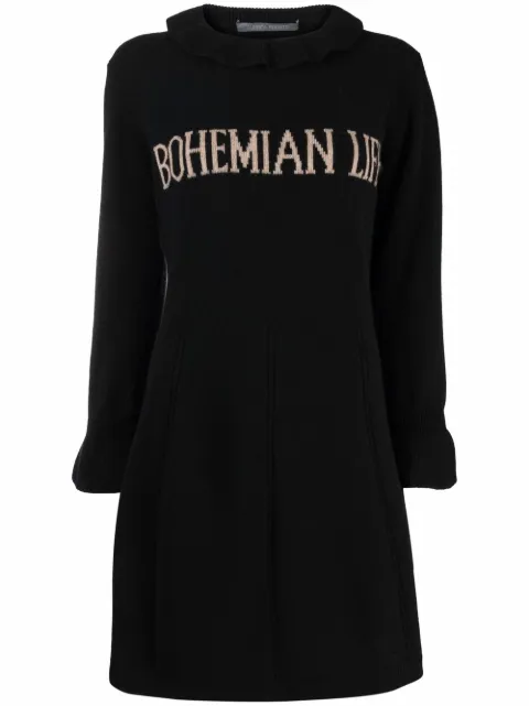 Alberta Ferretti Bohemian Life intarsia-knit dress Black AEF212U04806605