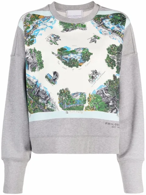 Philosophy Di Lorenzo Serafini illustration-print cotton sweatshirt Grey V17075748