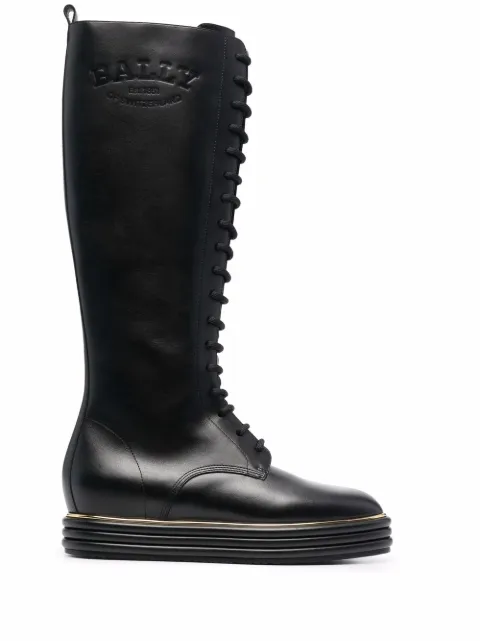 Bally lace-up knee-high boots Black 6239456