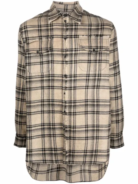 Uma Wang oversized check shirt Neutrals UM1516
