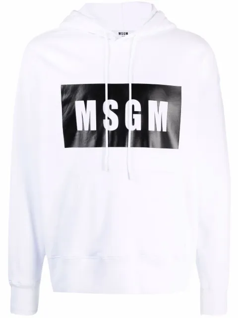 MSGM high-contrast logo hoodie White 2000MM525200000