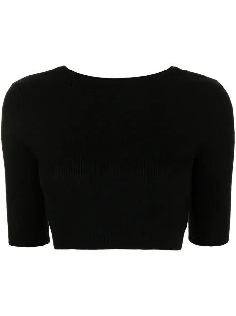 Cashmere In Love Liza scoop-back cropped top Black LIZA
