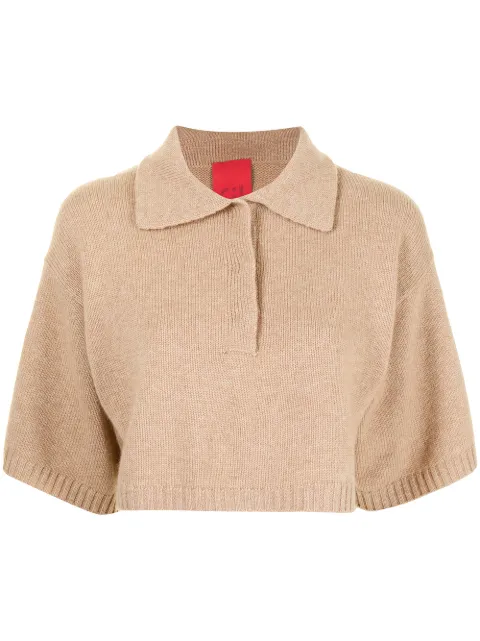 Cashmere In Love Demi cropped knitted shirt Brown DEMI