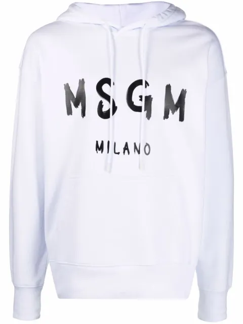MSGM logo-print pullover hoodie White 2000MM515200000