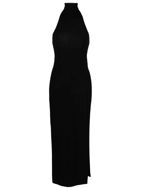 Norma Kamali side-slit detail halter dress Black KK5213PL236001