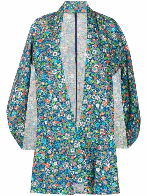 A.N.G.E.L.O. Vintage Cult 1970s floral split-sleeved coat Blue ANG350BMM