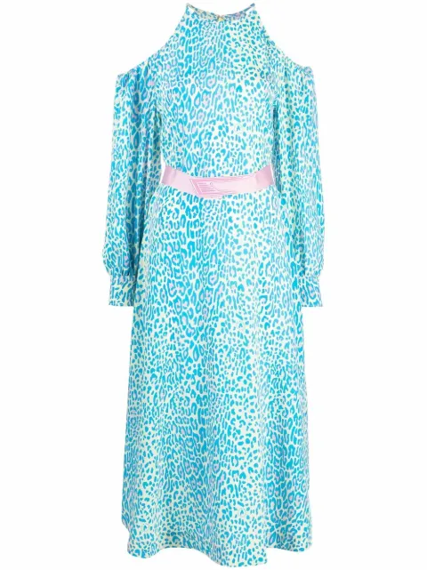 Stella McCartney leopard-print belted dress Blue 604365STA30