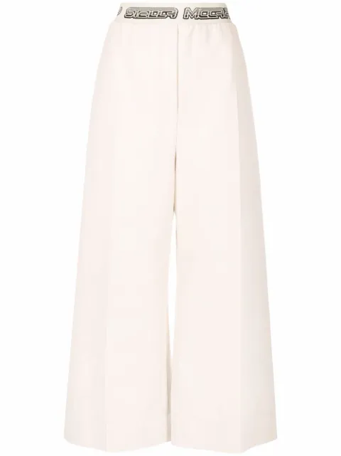 Stella McCartney logo waistband cropped trousers Neutrals 604251SKB20