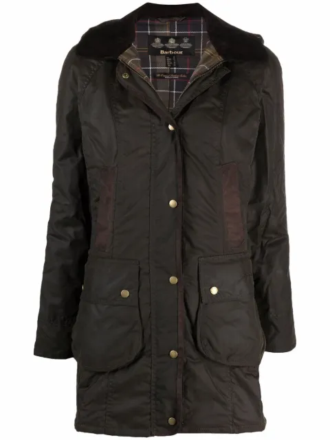 Barbour wax-coated buttoned-up coat Green LWX0534OL71