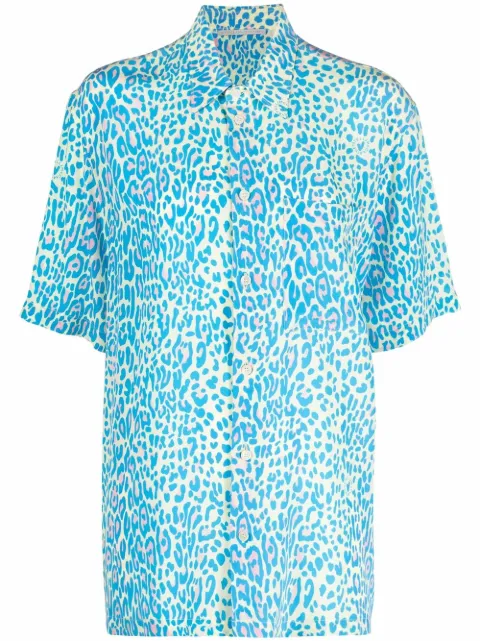 Stella McCartney leopard print short-sleeve shirt Blue 604374STA30