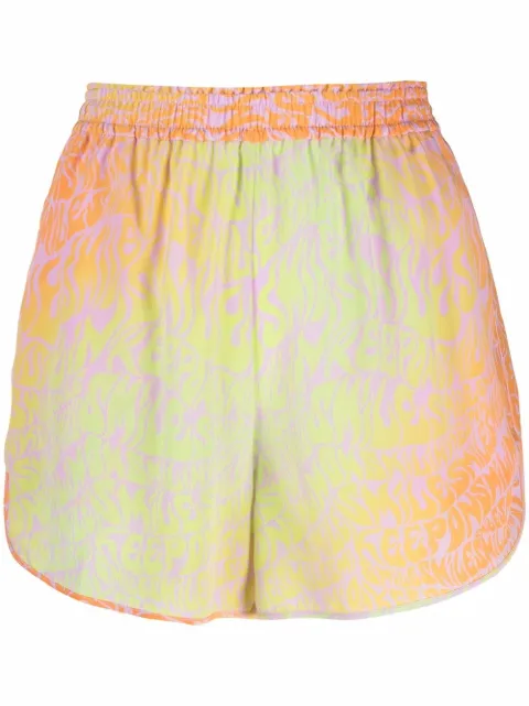 Stella McCartney slogan-print shorts Yellow 604373STA21